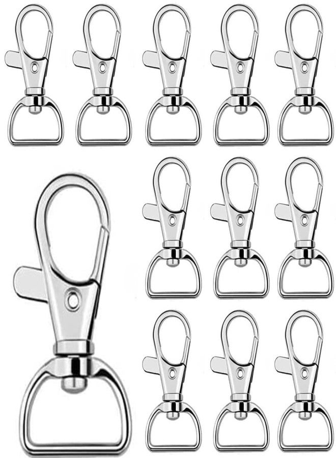Tdas 20 Pcs Metal Lobster Claw Clasps Keychain D Ring - 360 Swivel Snap Hook Trigger Key Rings for DIY Craft Jewellery Chain Making Kit Project (Silver) - Image 1